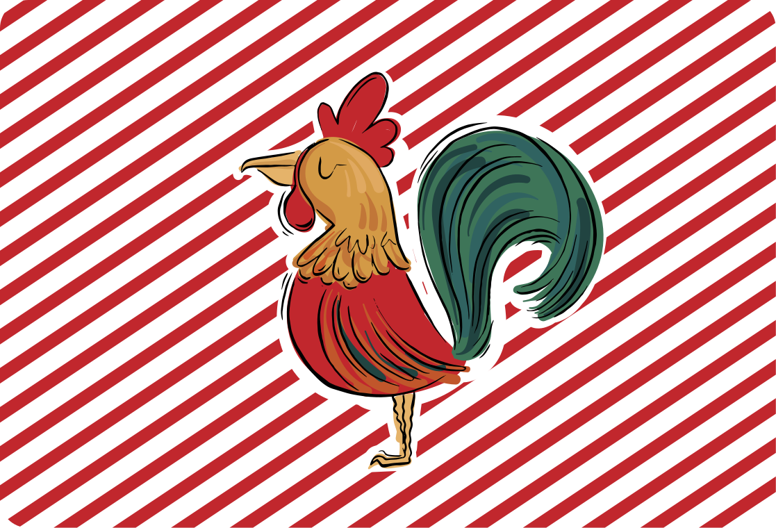 Vinyl teppich tiere im bunten hahndesign original - TenStickers