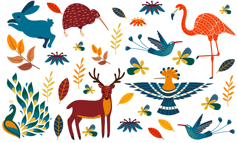 Vinyl teppich tiere mit bunten tiermustern - TenStickers