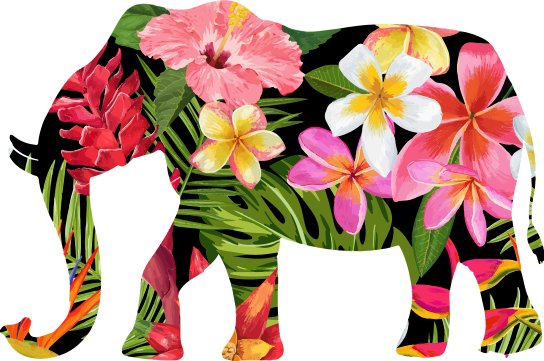 Vinyl teppich tiere florale elefanten silhouette - TenStickers