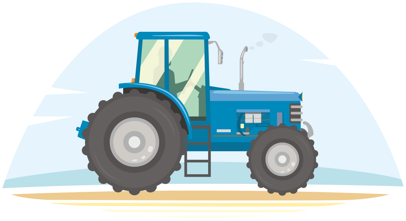 Vinyl teppich tiere blaue traktor illustration - TenStickers