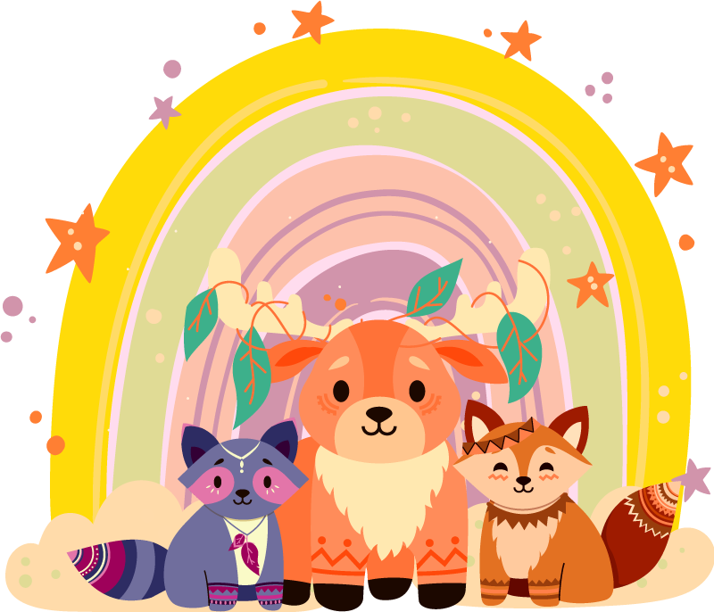 Vinyl teppich tiere charmante tiergruppe - TenStickers