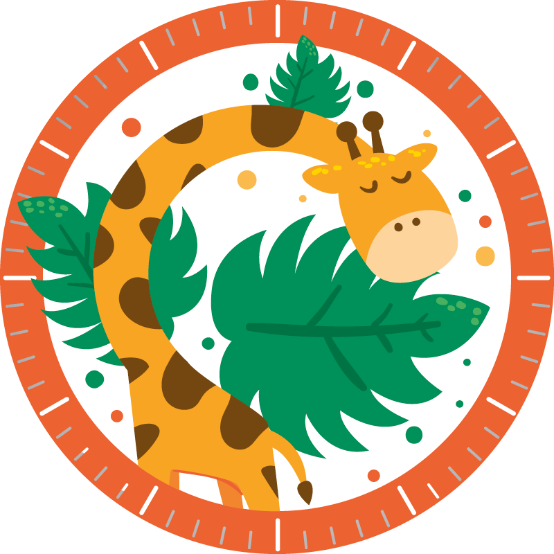 Vinyl teppich tiere wanduhr mit giraffe - TenStickers