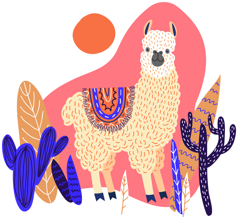 Vinyl teppich tiere peruanische lama und kaktus - TenStickers