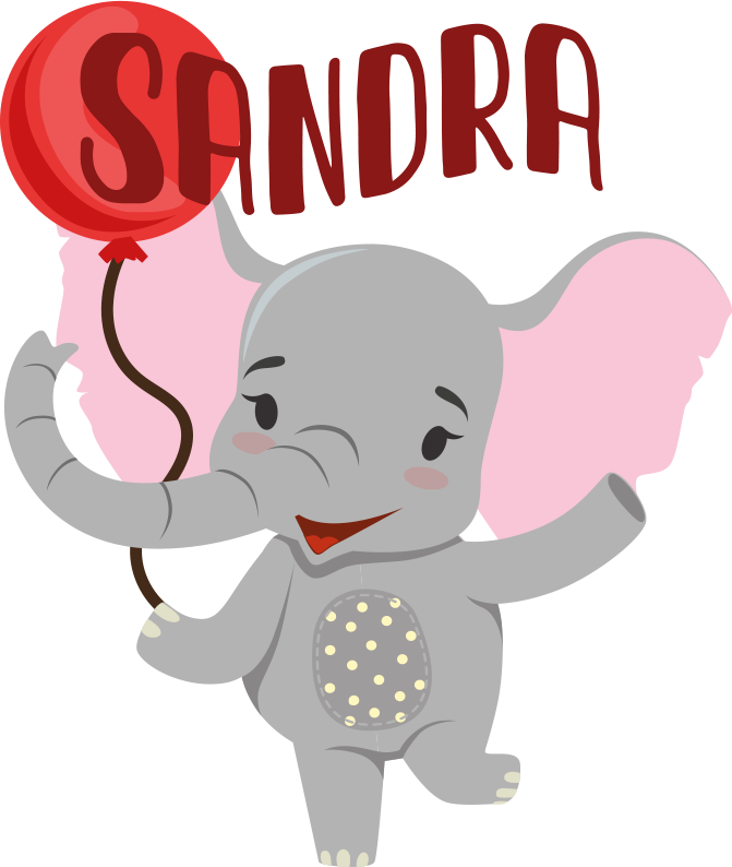 Vinyl teppich tiere elefant und ballon - TenStickers