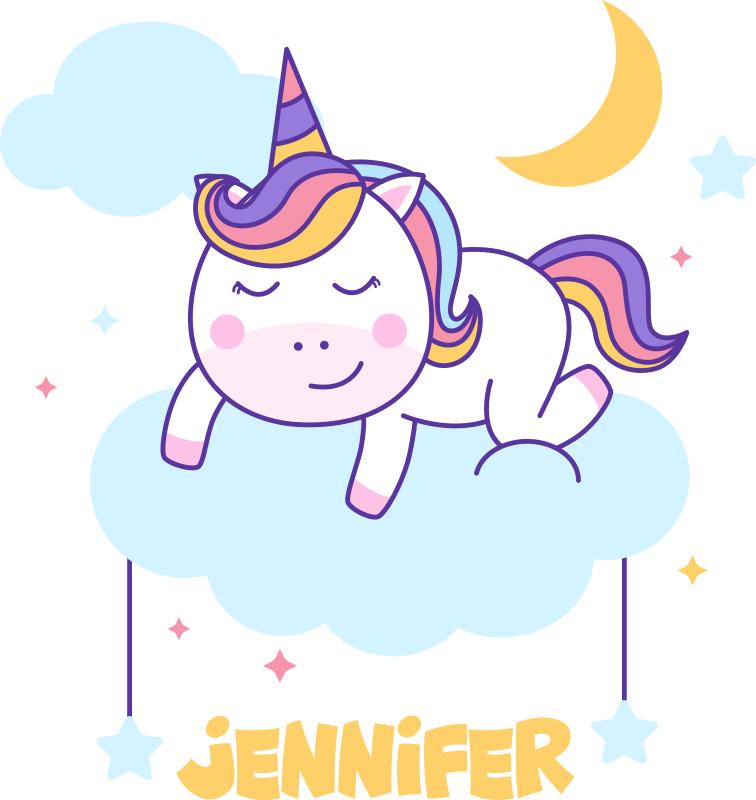Vinyl teppich tiere schlafendes einhorn regenbogen - TenStickers