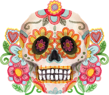 Vinyl teppich halloween aquarella floraler totenkopf - TenStickers