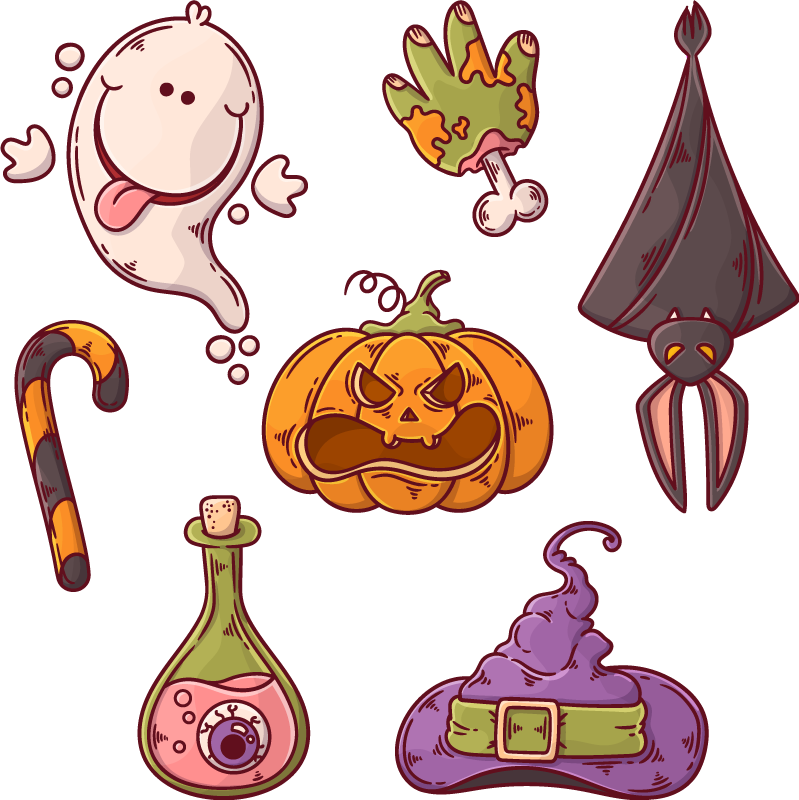 Vinyl teppich halloween mit halloween figuren - TenStickers