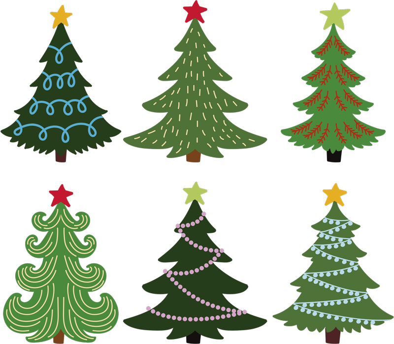 Vinyl teppich weihnachten bunte weihnachtsbäume - TenStickers