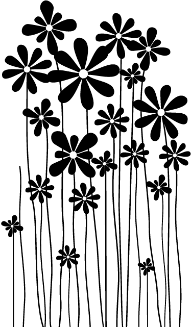 Vinyl teppich blumen große schwarze blumen - TenStickers