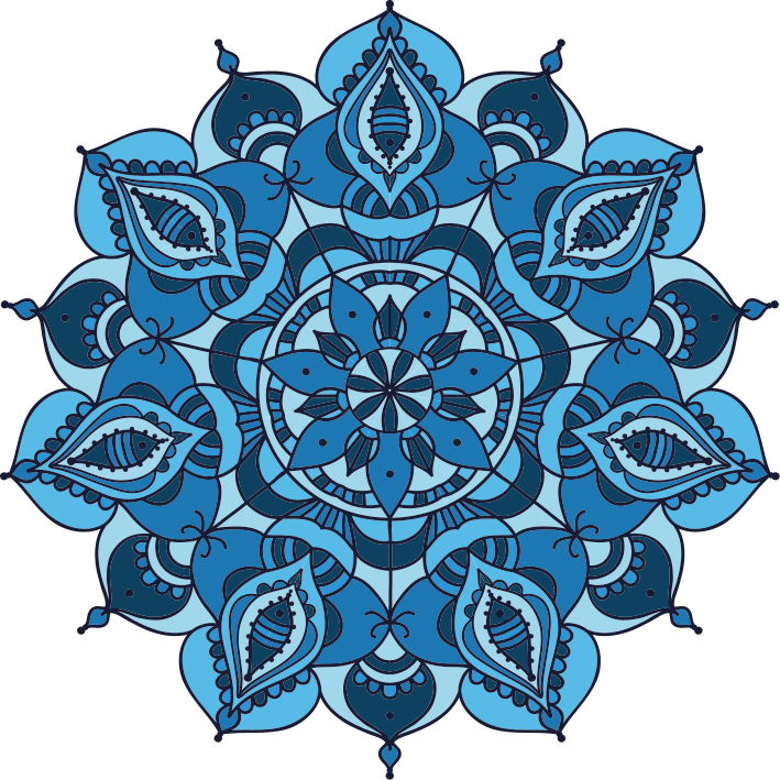 Vinyl teppich blumen lotusblau mandala - TenStickers