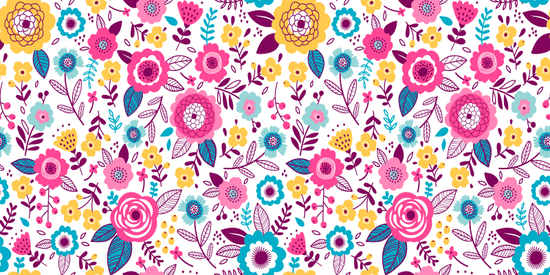 Vinyl teppich blumen kallax mit rosa blumen - TenStickers