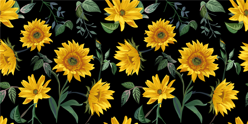 Vinyl teppich blumen im vintage sonnenblumen design - TenStickers