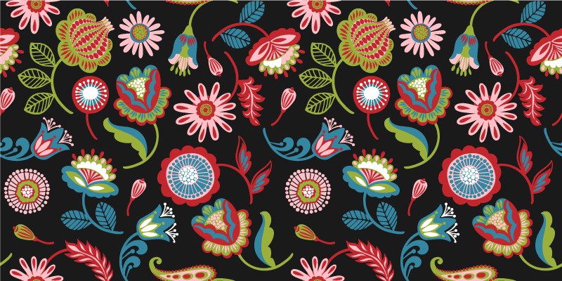 Vinyl teppich blumen im bunten volksmuster - TenStickers