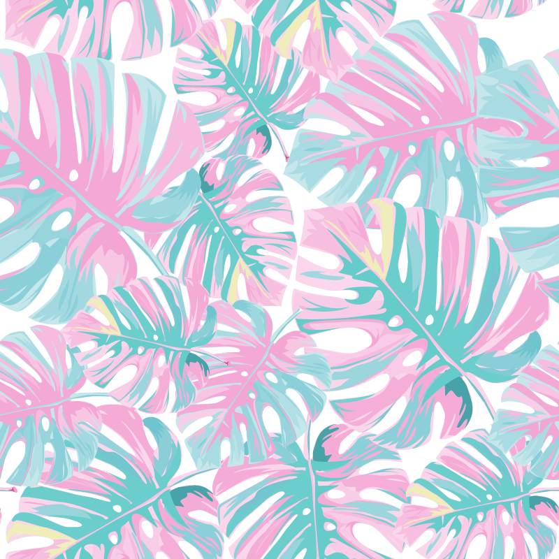 Vinyl teppich blumen mit köstlicher monstera - TenStickers