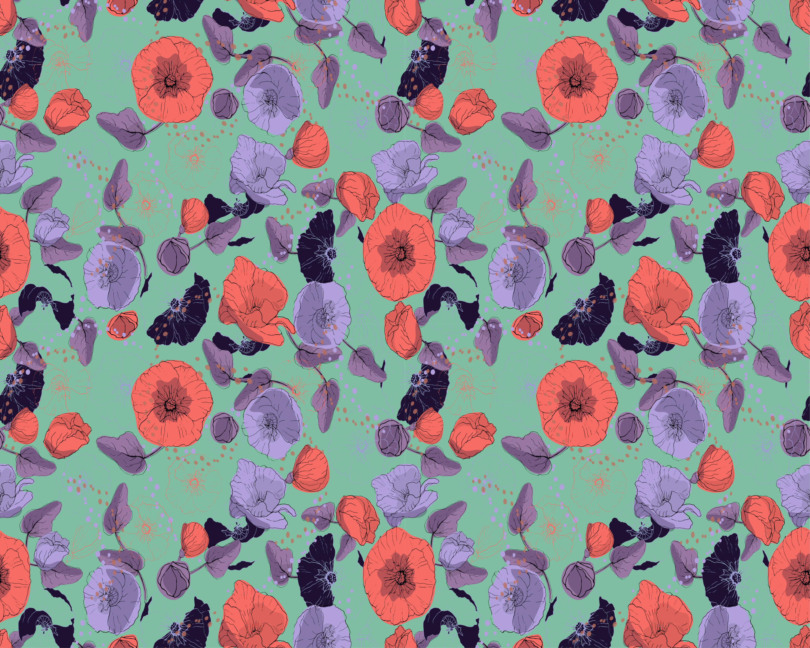 Vinyl teppich blumen anmutige mohnblumen - TenStickers
