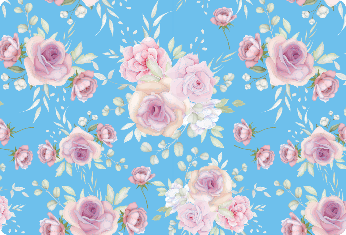 Vinyl teppich blumen rosen auf blauem hintergrund - TenStickers