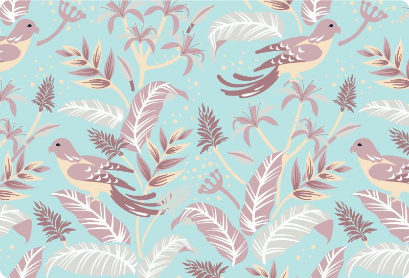 Vinyl teppich blumen in blau und pink muster - TenStickers