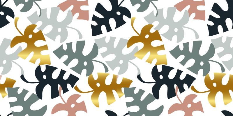 Vinyl teppich blumen mit goldenen und bunten blättern - TenStickers
