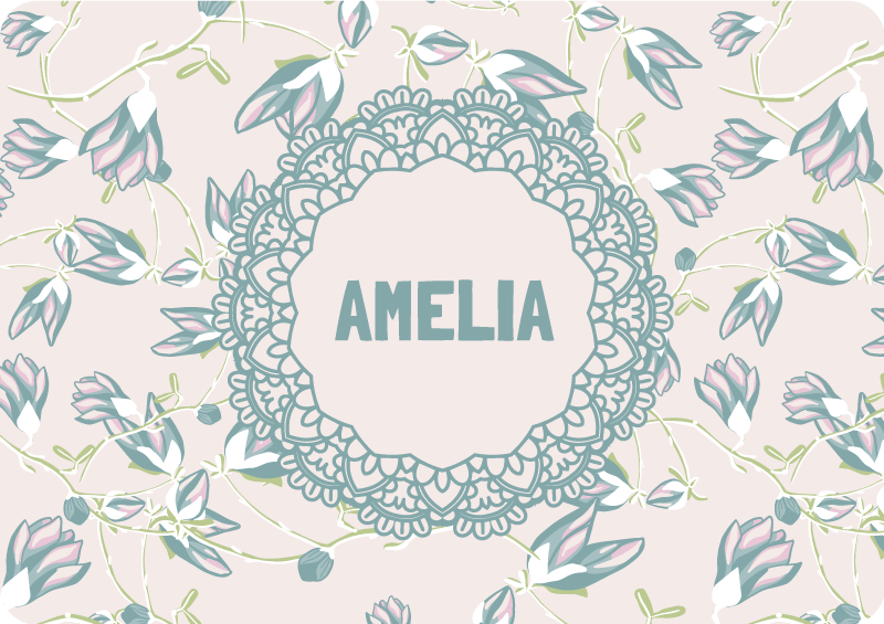 Vinyl teppich blumen blätter und namen - TenStickers