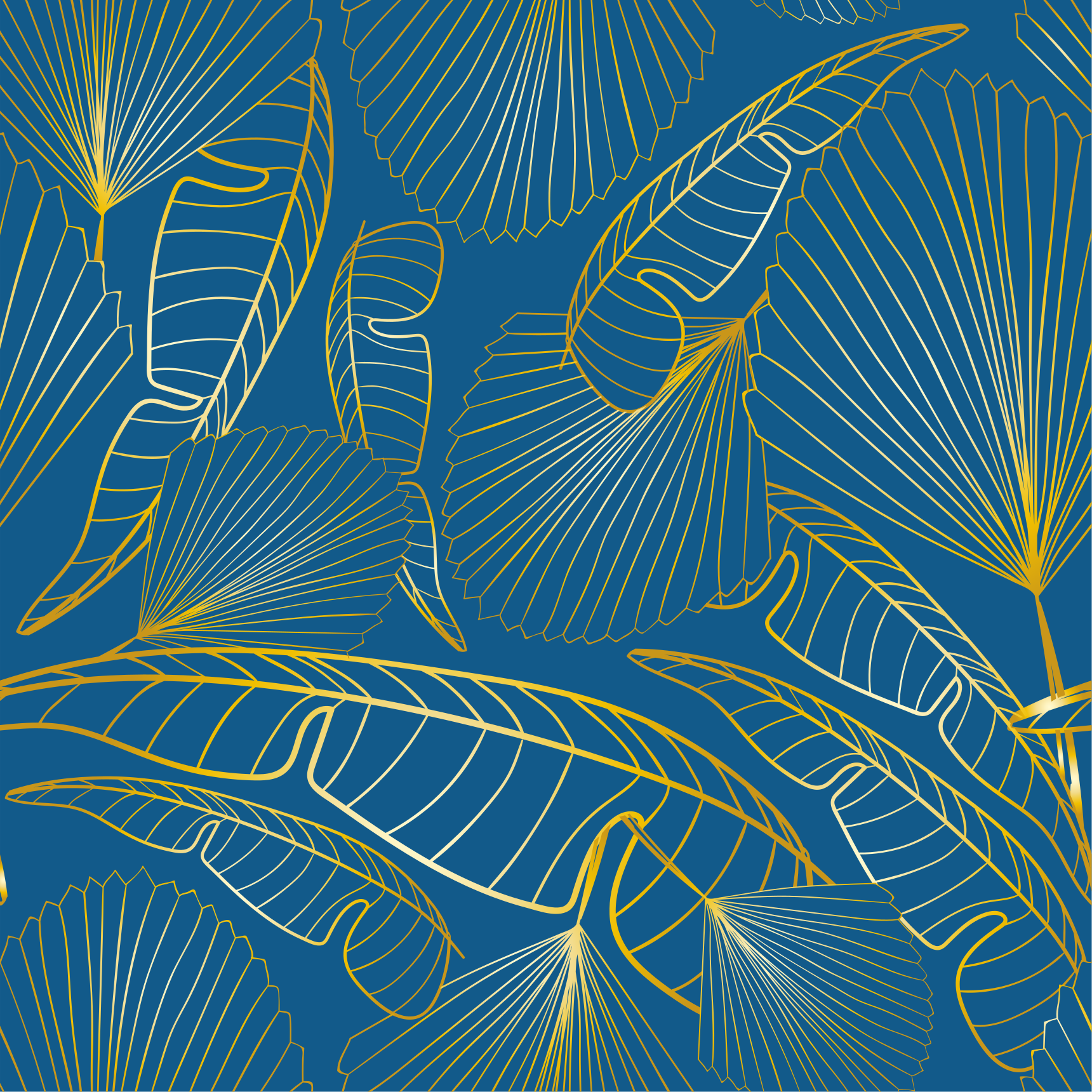 Vinyl teppich blumen mit goldenen blättern - TenStickers