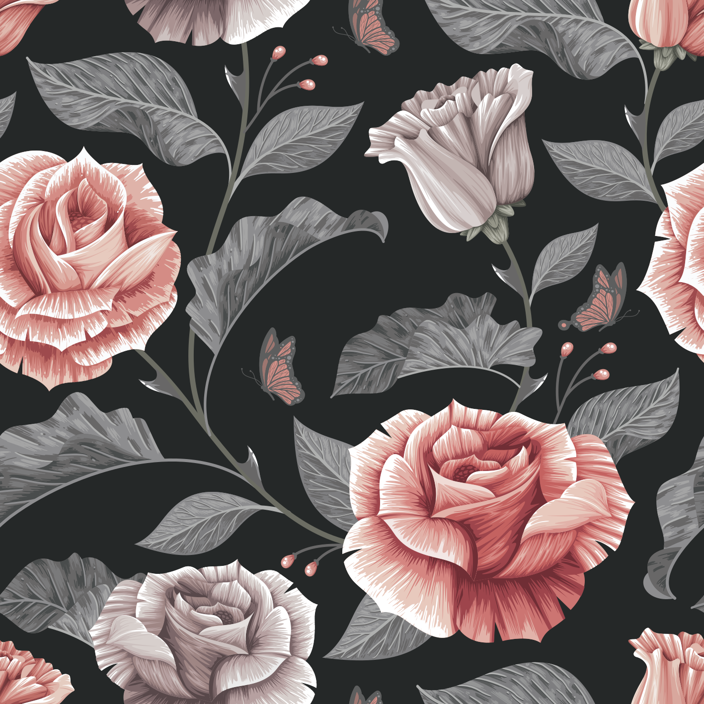 Vinyl teppich blumen mit rosenmuster - TenStickers