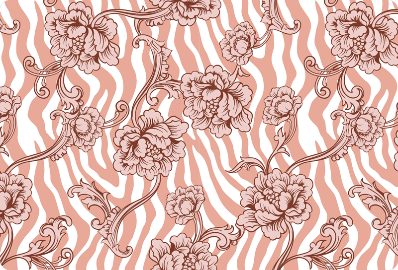 Vinyl teppich blumen zebra-design mit korallenblüten - TenStickers