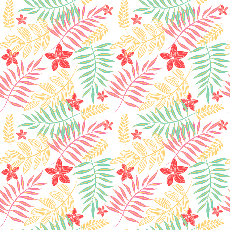 Vinyl teppich blumen mit neonblättern design - TenStickers