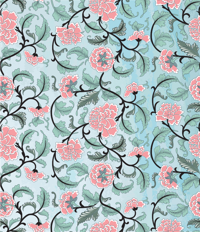 Vinyl teppich blumen mit japanischen blumenmotiven - TenStickers