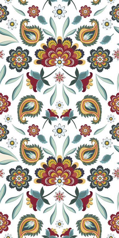 Vinyl teppich blumen im ethnischen blumenstil - TenStickers