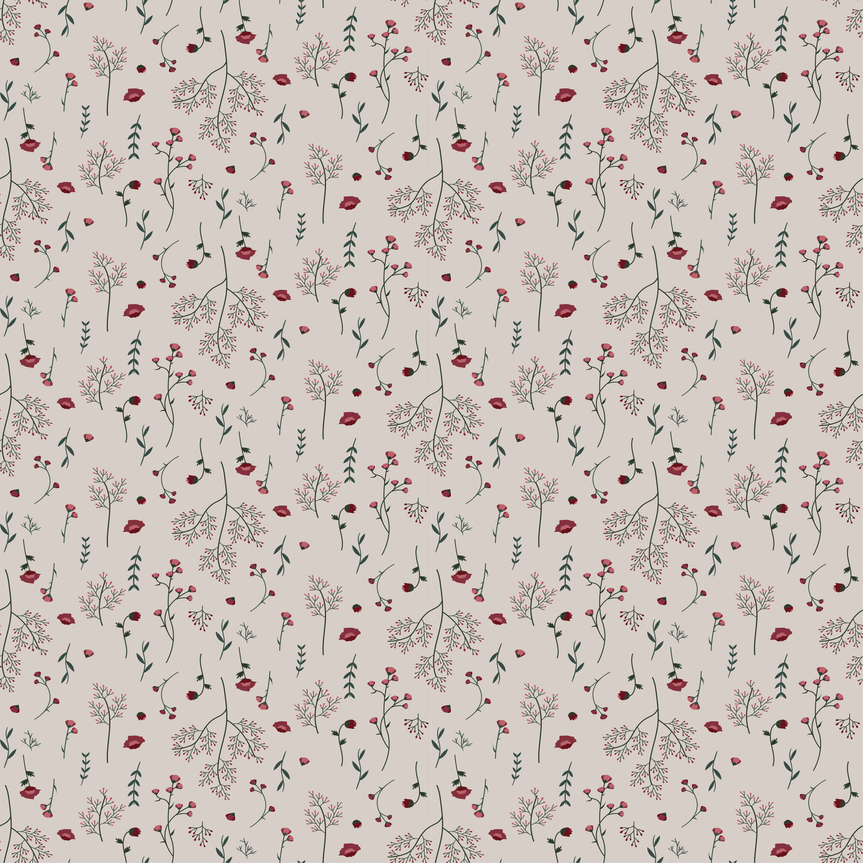 Vinyl teppich blumen im minimalistischen rotmuster - TenStickers