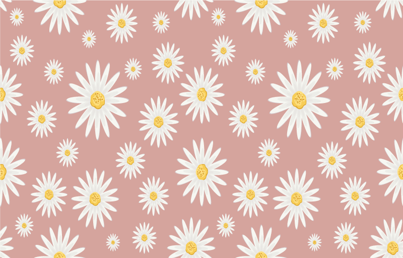 Vinyl teppich blumen mit süßem pinken gänseblümchenmuster - TenStickers