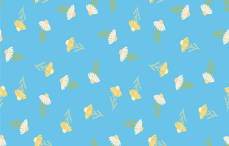 Vinyl teppich blumen gänseblümchen blau hintergrund - TenStickers