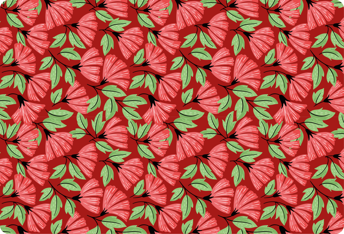 Vinyl teppich blumen im vintage roten muster - TenStickers