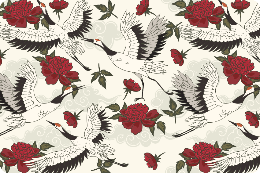 Vinyl teppich blumen in sanften erdtönen mit vögeln - TenStickers