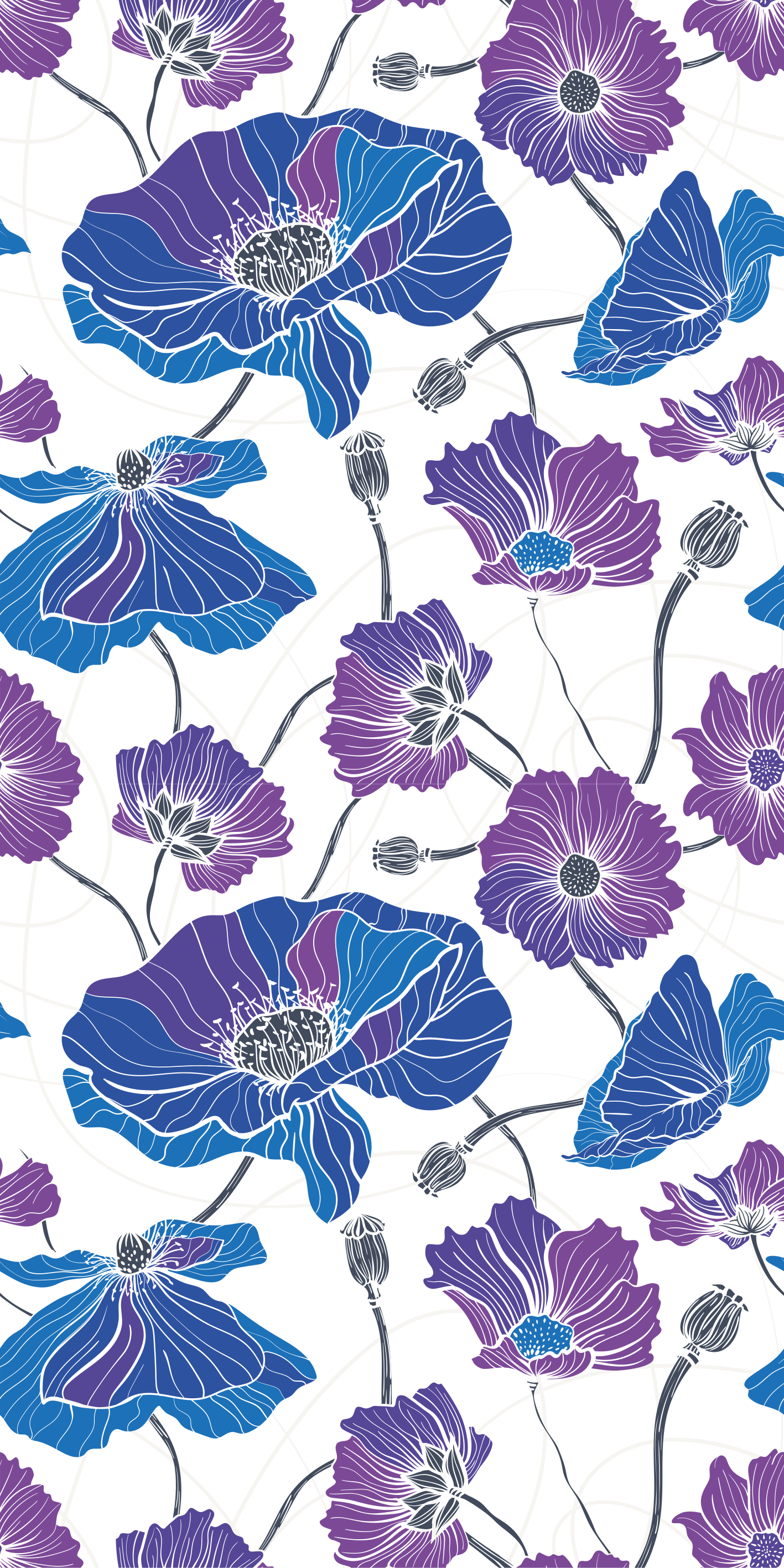 Vinyl teppich blumen blaue und lila gartenblumen - TenStickers