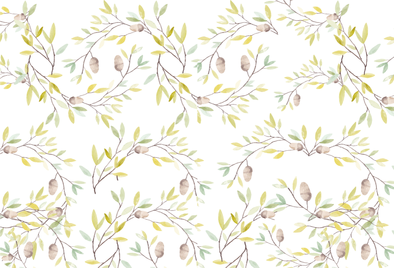 Vinyl teppich blumen im original aquarellblättermuster - TenStickers