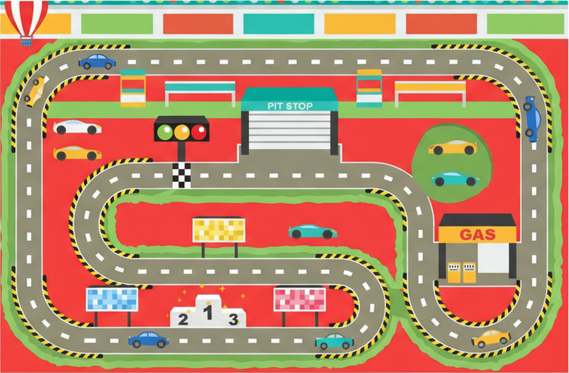 Vinyl teppich straßen bunter cartoon rennbahn - TenStickers