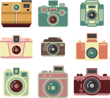 Vinyl teppich esszimmer vintage kameras - TenStickers