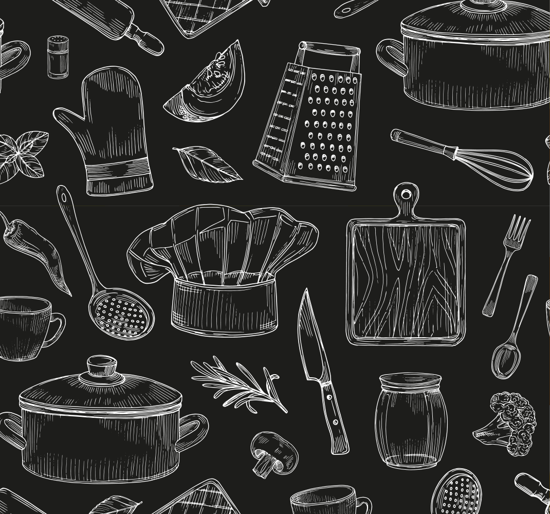 Vinyl teppich küche mit elegantem besteck - TenStickers