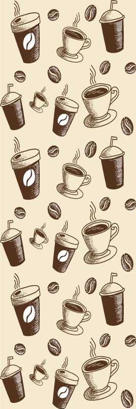 Vinyl teppich küche mit kaffeebohnen und tassen muster - TenStickers