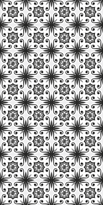 Vinyl teppich küche vintage schwarze fliesen - TenStickers