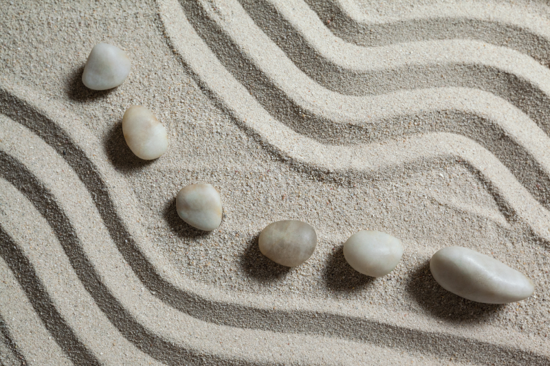Vinyl teppich bad zen pfad sand für duschbereich - TenStickers