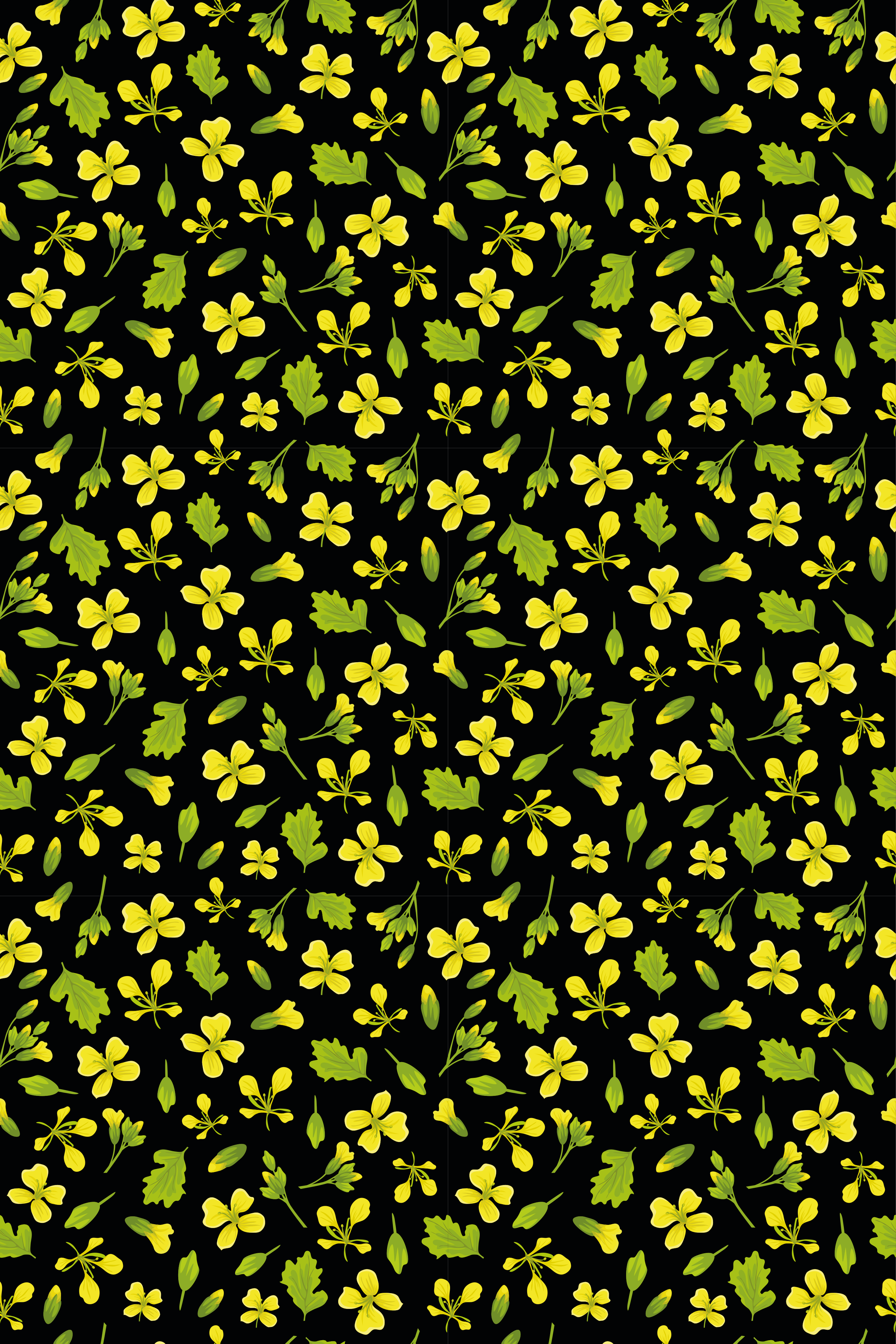 Vinyl teppich blumen auf schwarzem hintergrund mit gelb - TenStickers