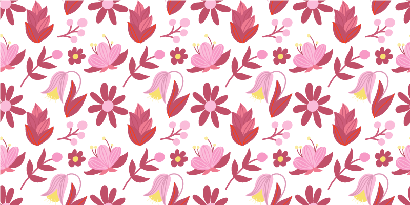 Vinyl teppich blumen polnische volkskunst rot - TenStickers