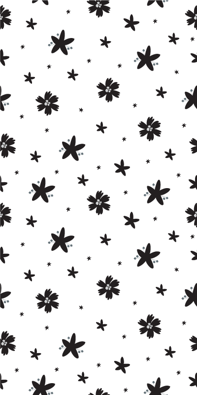 Vinyl teppich blumen in schwarz-weißem blumenmuster - TenStickers