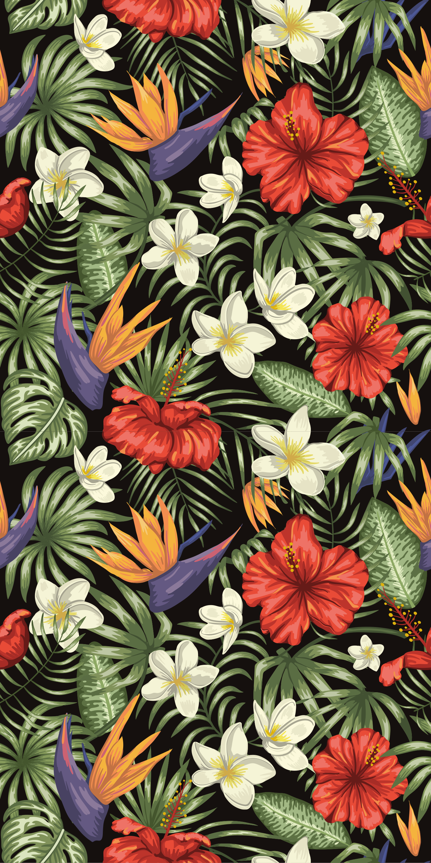 Vinyl teppich blumen im muster tropischer pflanzen - TenStickers