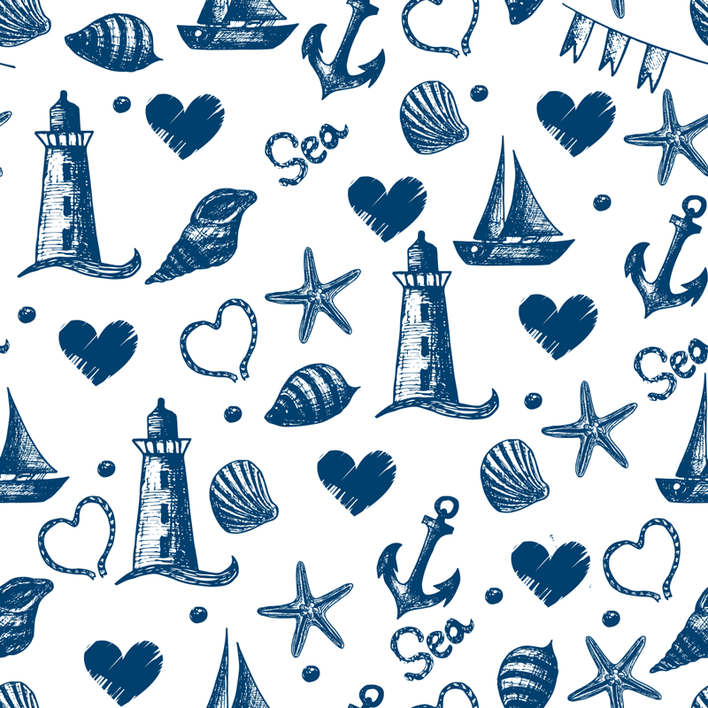 Vinyl teppich blumen im maritimen design - TenStickers