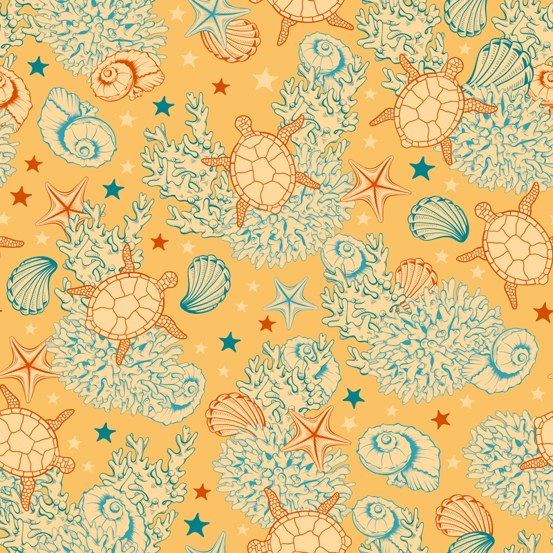 Vinyl teppich blumen korallen und meeresleben - TenStickers