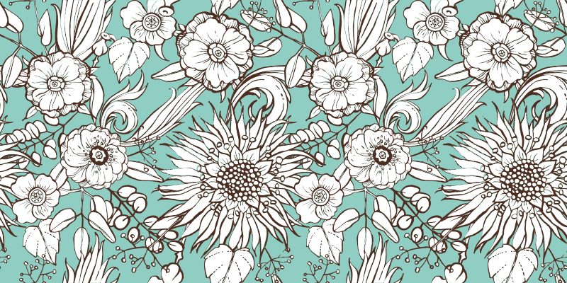 Vinyl teppich blumen kollektion mit floralen motiven - TenStickers