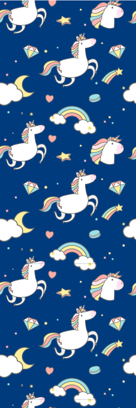 Vinyl teppich sterne einhorn und regenbogen muster - TenStickers